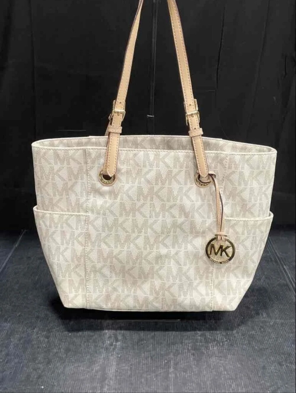 Michael Kors Beige MK Signature Tote Bag